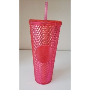 Starbucks 2019 Holiday HOT NEON PINK Studded Bling Tumbler